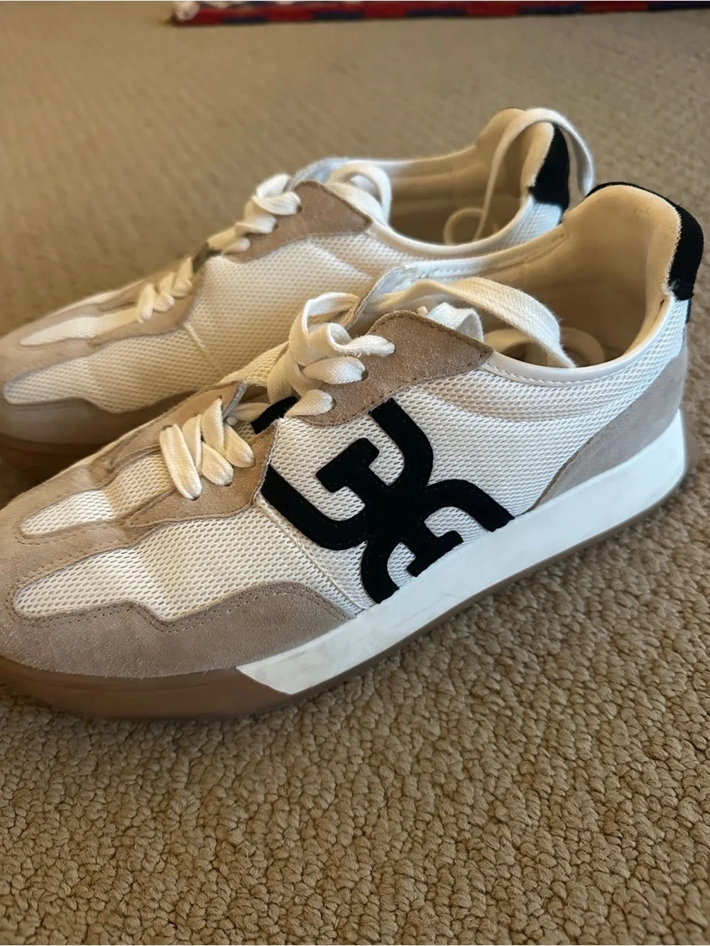 Sam Edelman Men's White and Tan Chunky Sole Sneakers